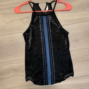 Black Suede Halter Neck Tank Top